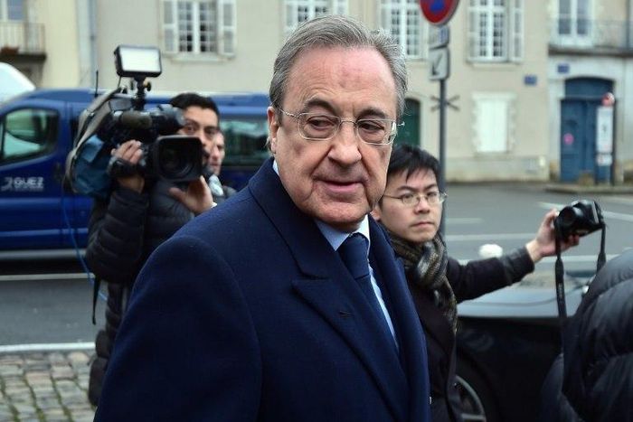 Real Madrid president Florentino Perez (centre) attended the the funeral of Raymond Kopa at the Saint-Maurice cathedral of Angers, on March 8, 2017