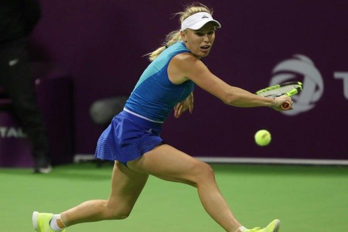 Denmark's Caroline Wozniacki goes back to work at the Dubai Tennis Championships after the Doha final