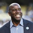 "Magic" Johnson attends a ceremony honoring Jackie Robinson before the game between the San Francisco Giants and the Los Angeles Dodgers at Dodger Stadium on April 15, 2016 in Los Angeles, California