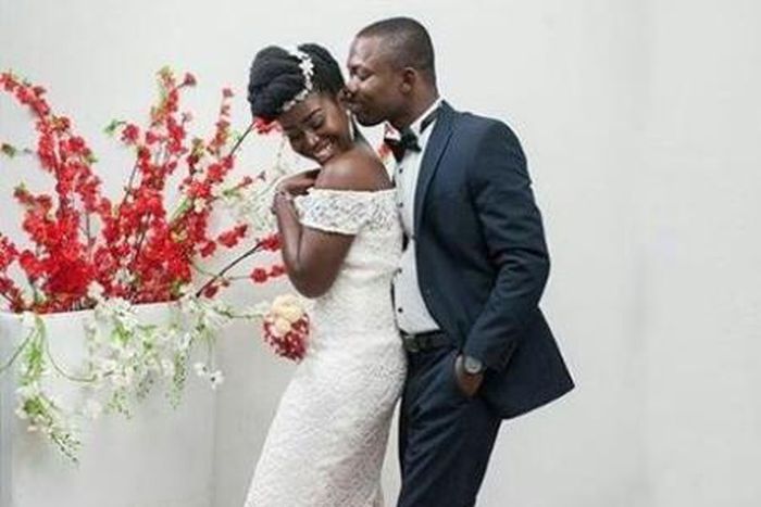 Ghanaian bride wears 'RED' sneakers on her big day [Photos]