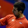 Serbia's Novak Djokovic celebrates after winning against Spain's Albert Ramos-Vinolas their Davis Cup World Group quarterfinals single match between Serbia and Spain in Belgrade, on April 7, 2017