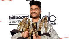 The Weeknd poses in the press room during the 2016 Billboard Music Awards at T-Mobile Arena on May 22, 2016 in Las Vegas.