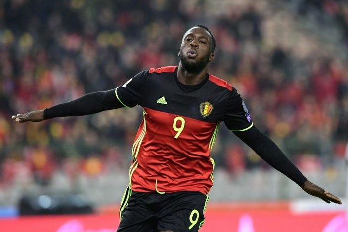 Belgium's Romelu Lukaku celebrates after scoring a goal on November 13, 2016