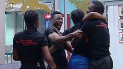 Jubilation as Team B win the Closeup alphabet games.