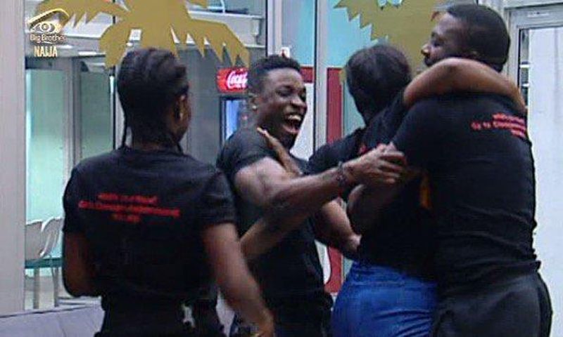 Jubilation as Team B win the Closeup alphabet games.