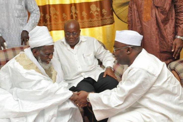 Nana Akufo-Addo with his running mate and the Chief Imam