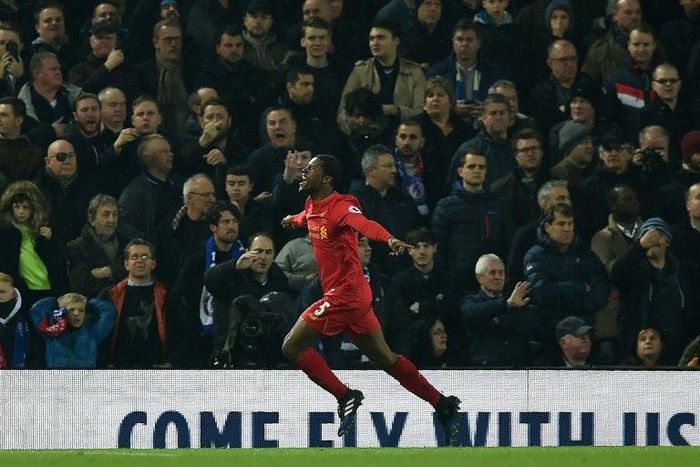 Liverpool's midfielder Georginio Wijnaldum celebrates scoring against Chelsea at Anfield on January 31, 2017