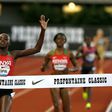 Celliphine Chepteek Chespol of Ethiopia wins the 3000m steeplechase event during the 2017 Prefontaine Classic Diamond League meet, at Hayward Field in Eugene, Oregon, on May 26