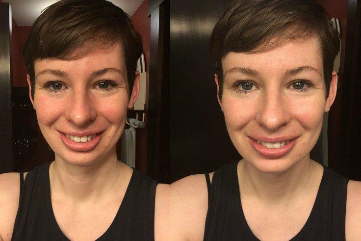 Visual effect of applying primer on the face. (Before and after)