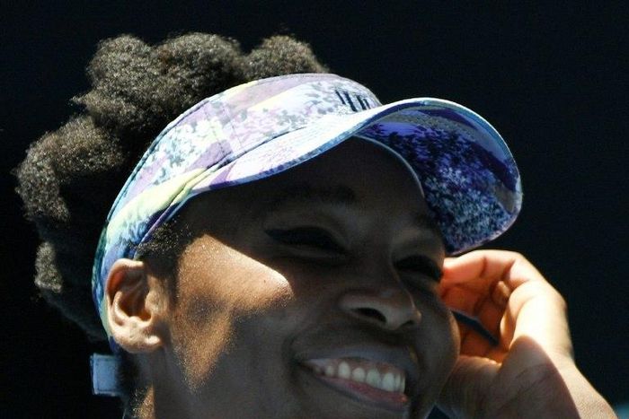 Venus Williams of the US celebrates her Australian Open quarter-final win over Russia's Anastasia Pavlyuchenkova, in Melbourne, on January 24, 2017