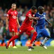 Riyad Mahrez (2nd left) plays for Leicester City against Chelsea at Stamford Bridge in London on October 15, 2016