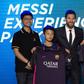 Barcelona's forward Lionel Messi poses for a photo with Chinese fans in Beijing on June 1, 2017