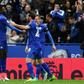 Leicester City's Wilfred Ndidi (L) celebrates scoring their opening goal against Stoke City at King Power Stadium in Leicester, central England on April 1, 2017