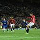 Manchester United's striker Zlatan Ibrahimovic shoots from the penalty spot to scores his team's first goal during the English Premier League football match against Everton at Old Trafford in Manchester, England, on April 4, 2017