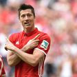 Bayern Munich's Robert Lewandowski celebrates after scoring against Augsburg in Munich, southern Germany, on April 1, 2017