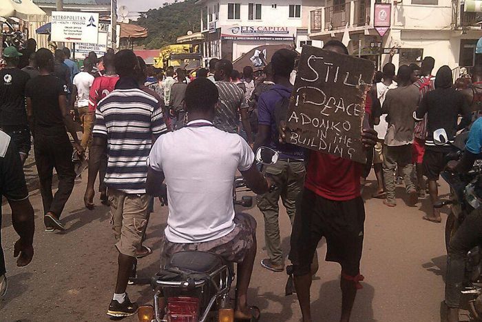 Some of the illegal miners took the streets on Wednesday