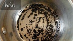 Cleaning a burnt pot