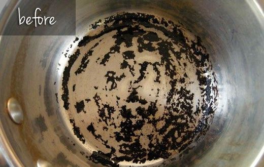 Cleaning a burnt pot