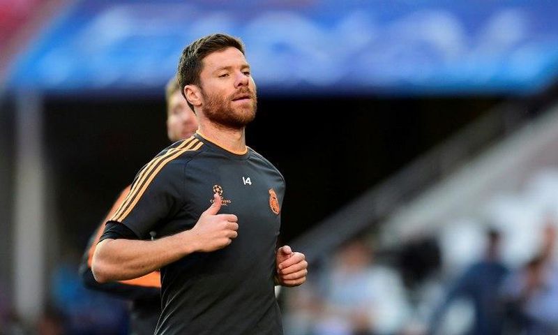 Real Madrid's midfielder Xabi Alonso takes part in a training session in Lisbon on May 23, 2014