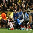 Monaco's Valere Germain celebrates after scoring his team's third goal during the UEFA Champions League match against Borussia Dortmund on April 19, 2017