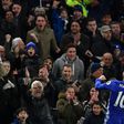 Chelsea's midfielder Eden Hazard (R) celebrates after scoring on November 5, 2016
