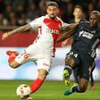 Monaco's Brazilian mildfielder Gabriel Boschilia (L) challenges Marseille's French defender Rod Fanni (R) during the French L1 football match between Monaco and Marseille at the Louis II Stadium in Monaco on November 26, 2016