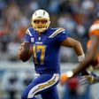 Philip Rivers of the San Diego Chargers runs from the pocket during the first half of a game against the Denver Broncos at Qualcomm Stadium on October 13, 2016 in San Diego, California
