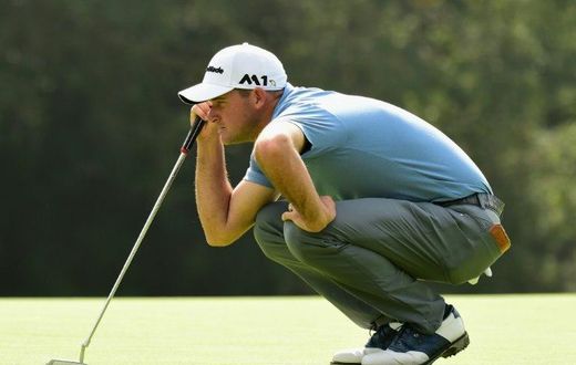 Sam Saunders lines up a putt on the 12th hole during the first round at the Genesis Open at Riviera Country Club on February 16, 2017 in Pacific Palisades, California