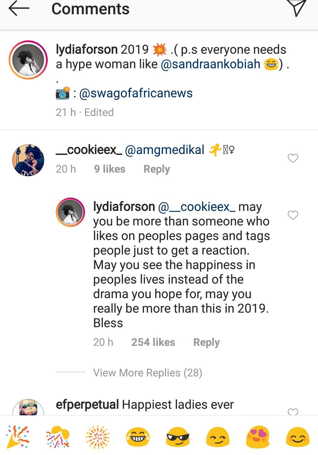 Lydia Forson Instagram comment