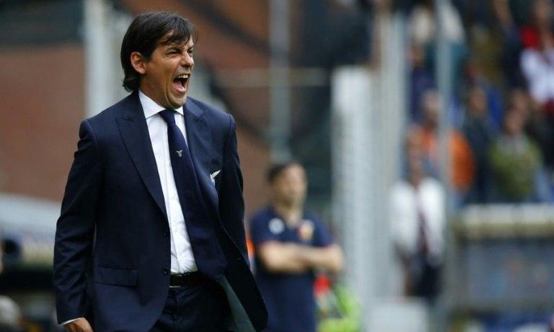 Coach Simone Inzaghi, pictured in April 2017, took over first team duties at Lazio at the end of the 2015/16 season, having previously coached the youth team