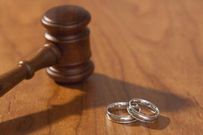 Divorce gavel and rings