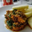 Kontomire stew and boiled yam