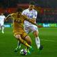 Tottenham Hotspur's striker Son Heung-Min (L) vies with Swansea City's defender Federico Fernandez during the English Premier League football match between Swansea City and Tottenham Hotspur at The Liberty Stadium on April 5, 2017