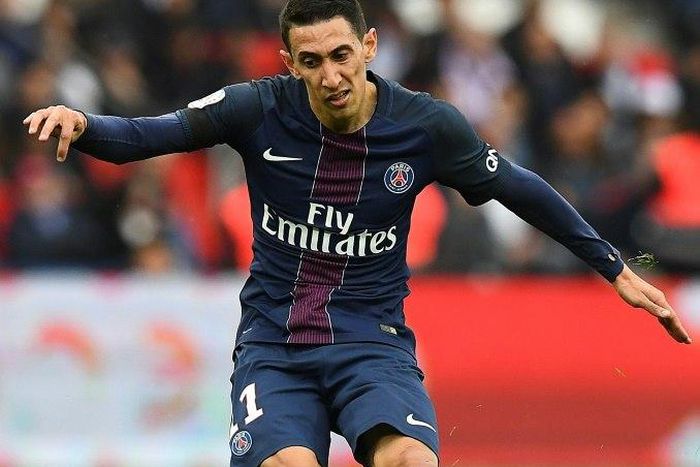 Paris Saint-Germain's Angel Di Maria, seen in action during their French Ligue 1 match against Montpellier, at the Parc des Princes stadium in Paris, on April 22, 2017