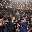 Jim Leyland, manager of team United States, accepts the trophy after their 8-0 win over team Puerto Rico in the 2017 World Baseball Classic