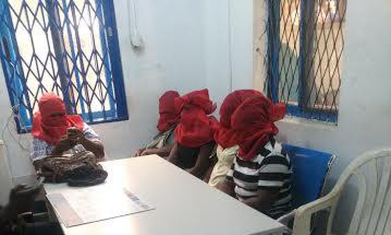 During the identification process the faces of the female teachers were covered with red cloth, to protect them from future attacks.