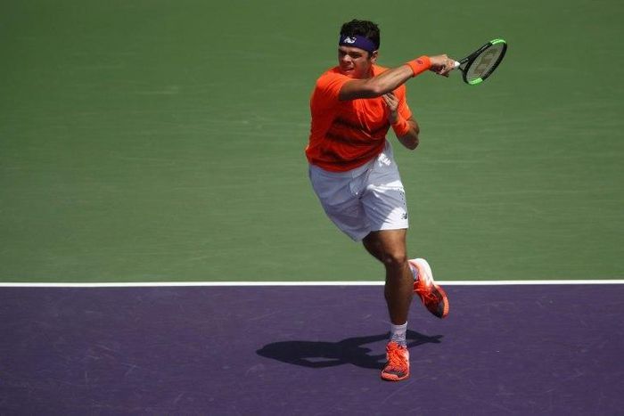 Milos Raonic of Canada, in action on March 24, 2017, pulled out of the Miami Open