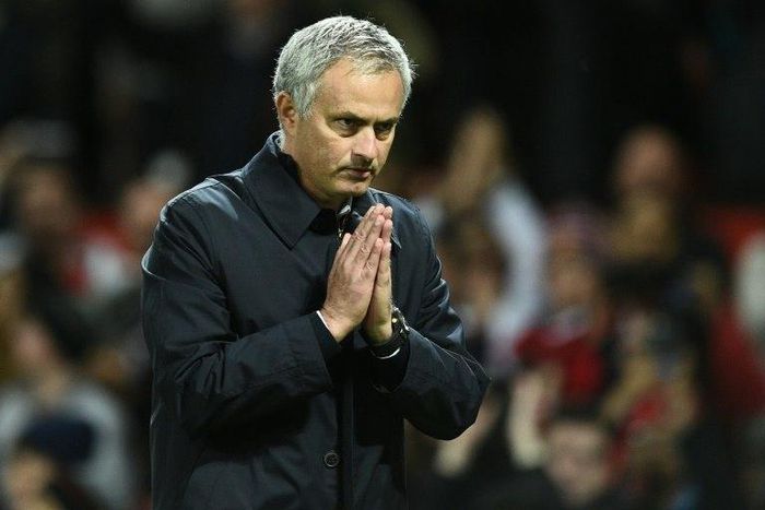 Manchester United's Portuguese manager Jose Mourinho gestures to supporters after their match against Manchester City October 26, 2016
