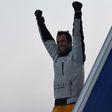 French skipper Armel Le Cleac'h celebrates victory in the Vendee Globe solo round the world yacht race at Les Sables d'Olonne, France, on January 19, 2017