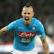 Napoli's Marek Hamsik celebrates after scoring a goal during their Italian Serie A match against Lazio, at the San Paolo Stadium in Naples, on November 5, 2016