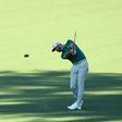 Dustin Johnson of the United States plays an approach shot on the second hole during a practice round prior to the start of the 2017 Masters Tournament on April 4, 2017 in Augusta, Georgia