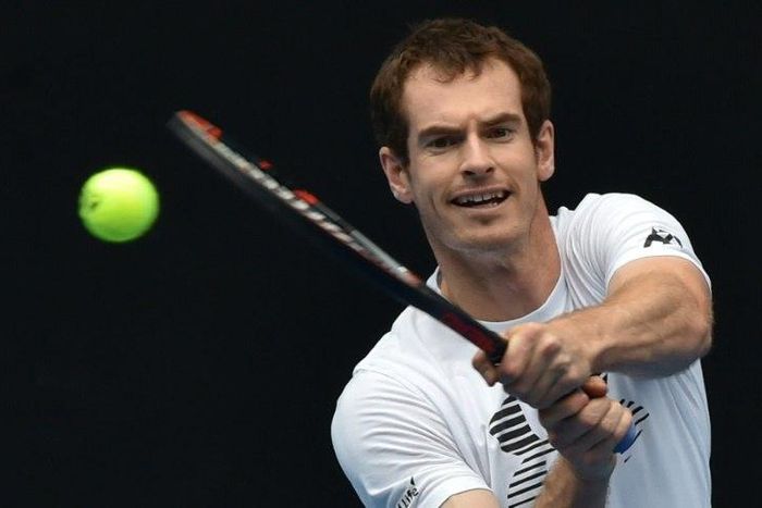 Andy Murray of Britain hits a return during a practice session ahead of the Australian Open tennis tournament in Melbourne on January 15, 2017