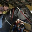 Apprentice Lucas Berticelli rides a mechanical racehorse at the San Isidro Jockey Club school on the outskirts of Buenos Aires