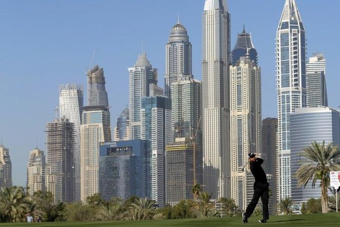 Sergio Garcia plays a shot during the third round of the Dubai Desert Classic at the Emirates Golf Club, on February 4, 2017