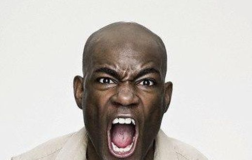 This bald man is very furious.