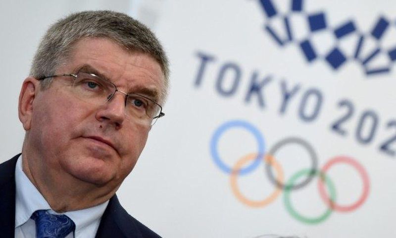 International Olympic Committee President Thomas Bach appears at a press conference after a meeting with the 2020 Tokyo Olympics Organizing Committee at the Tokyo 2020 headquarters.