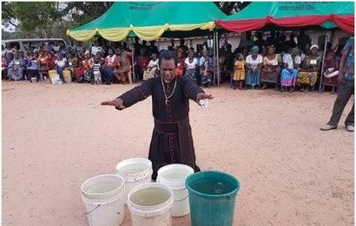 Bishop Dr Sam Zuga performing the miracles