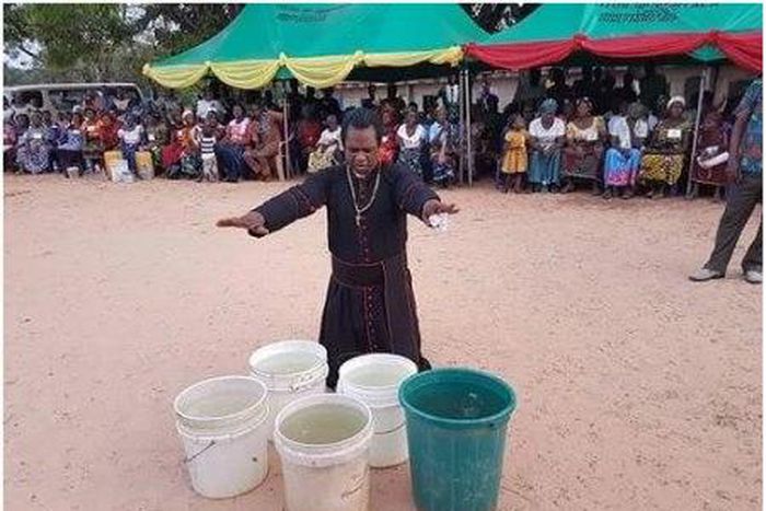 Bishop Dr Sam Zuga performing the miracles