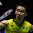 Lee Chong Wei of Malaysia hits a return to Wong Wing Ki Vincent of Hong Kong during their men's singles semi-final match at the Malaysia Open Badminton Superseries in Kuching on April 8, 2017
