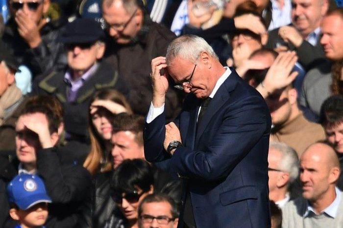 Claudio Ranieri watches Leicester play Chelsea at Stamford Bridge in London on October 15, 2016